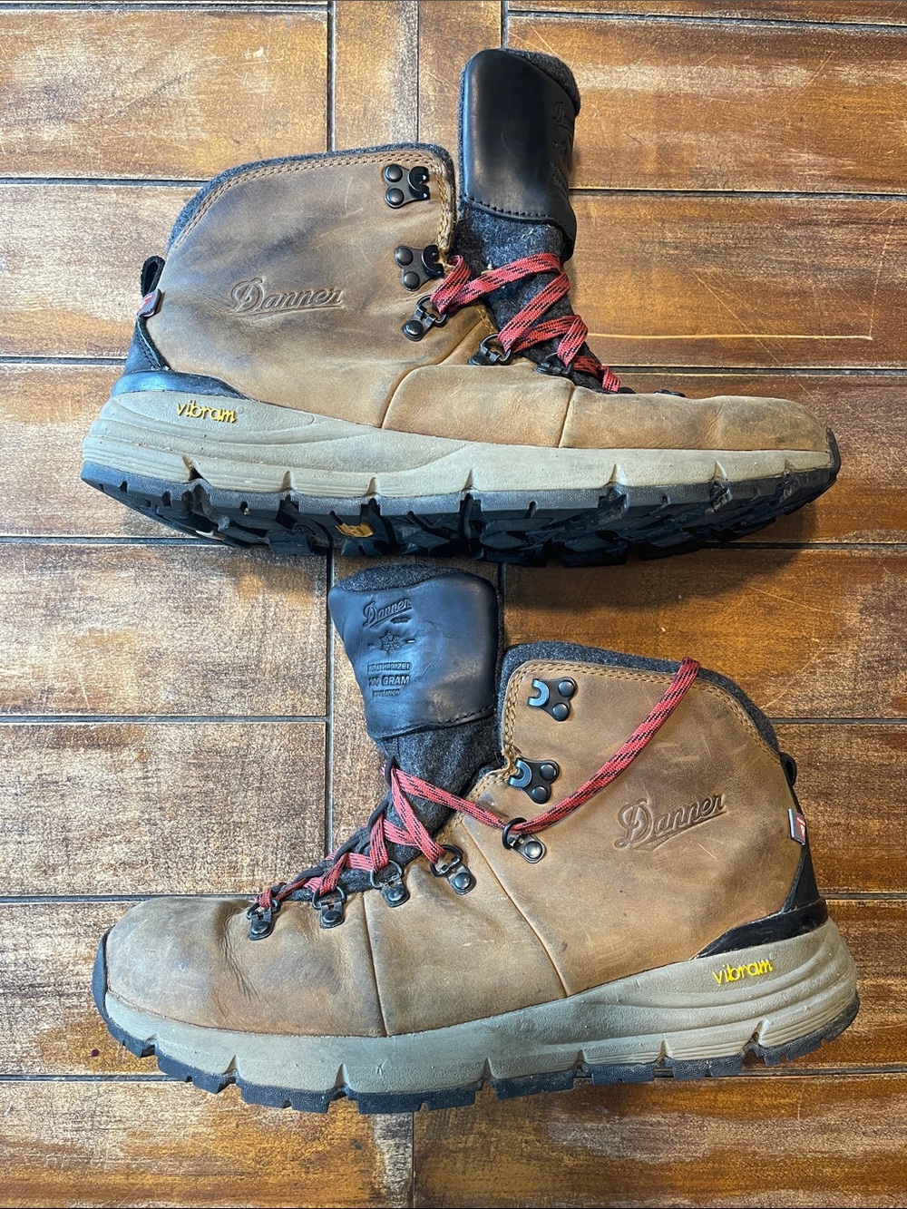 Danner Brown Leather Hiking Boots with Red Laces